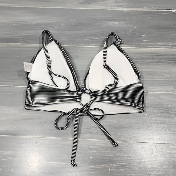 Target Swim Top Bikini Top Black‎ and White Ribbed Size Large - Picture 2 of 5